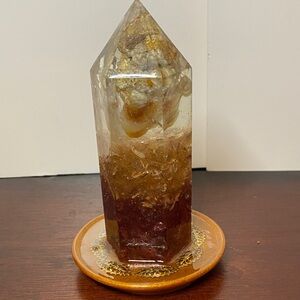 Elegant Reddish Brown and AmberCrystal Tower-Handmade